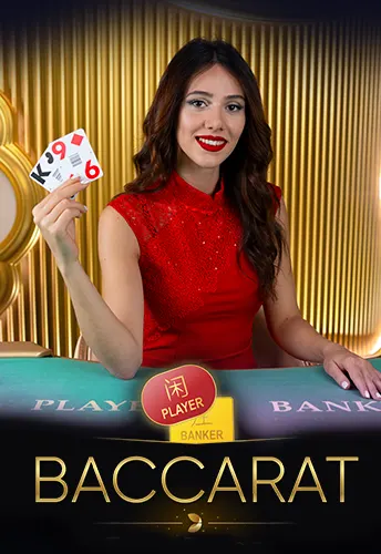Lady in red dress at baccarat table