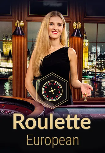 European roulette female blonde in black dress