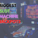 Biggest slot machine jackpots text with slot machine background