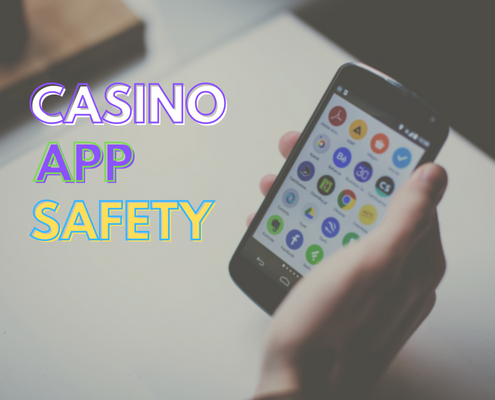 Casino app safety text with hand holding iPhone