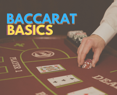baccarat basics text with dealer at casino table