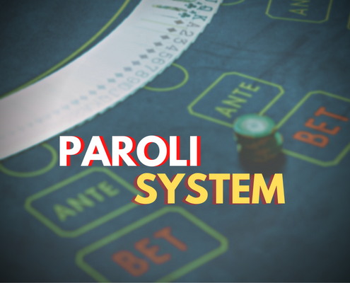 Paroli system text with casino table in the background