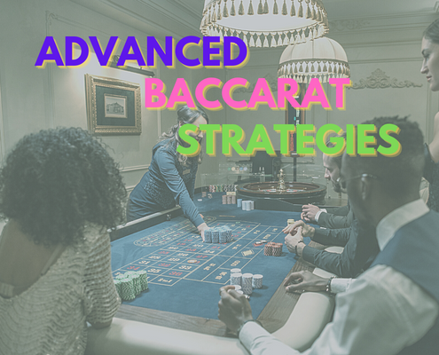 advanced baccarat strategies text with casino table background