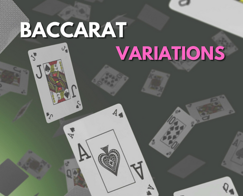 Baccarat variations text with cards falling from the sky