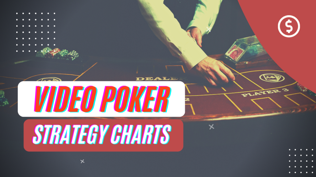 dealer at mahogany color table with video poker strategy chart text