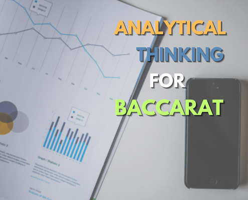 Analytical thinking for baccarat text with graphs in background