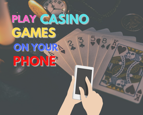 play casino games on your phone text with playing cards background